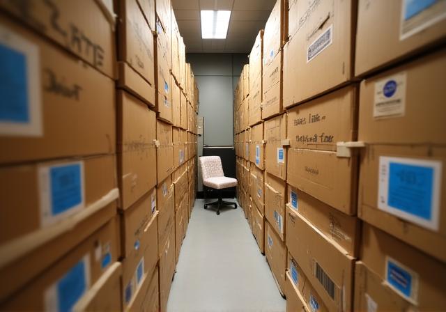 Cajas apiladas eficientemente en un guardamuebles