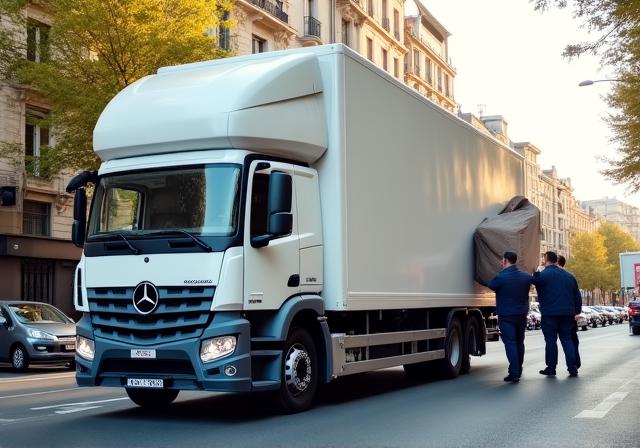 Camión de Glaciar Logistics realizando una mudanza profesional en Madrid