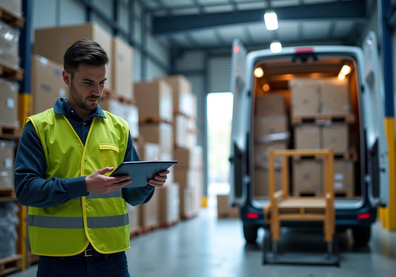 Personal de logística supervisando carga de mercancías